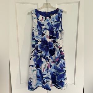 Vince Camuto Blue Floral Fit and Flare Dress